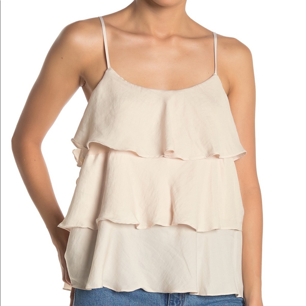 Flowy pale pink ruffle tank top